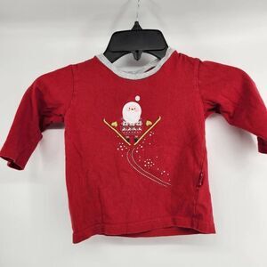 Vintage Skiing Santa Long Sleeve Le Tops Toddler 2T Christmas Holiday